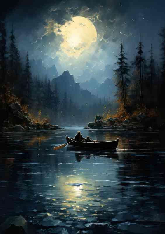 Bright Night Moon Shimmers A reflection