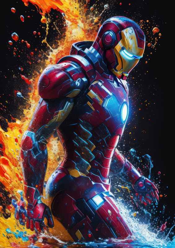 Splash art iron man black background A survival epic