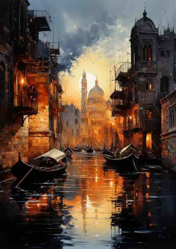 Canals Midnight Boats Peacefully Rest
