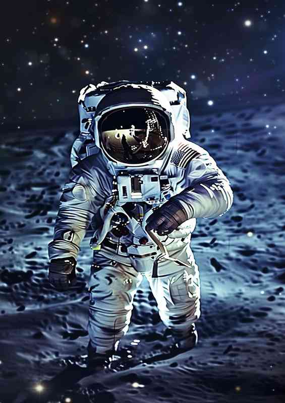 Astronaut floating in space with stars