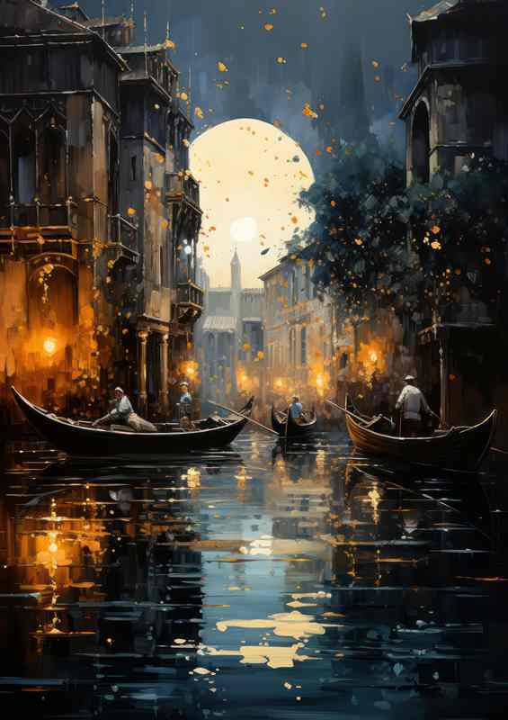 Canals Midnight Tale Boats Rest Peacefully