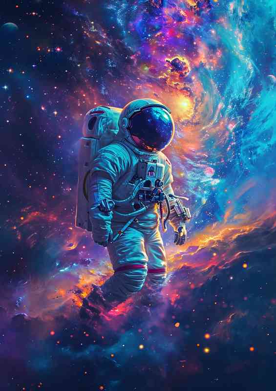 Astronaut in neon sky colours