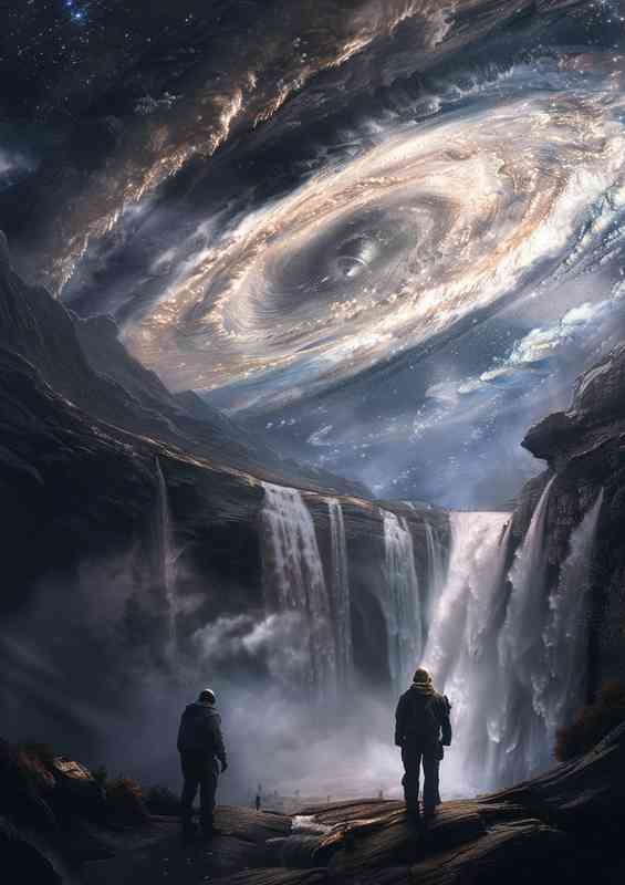 Fallen galaxy with men standing