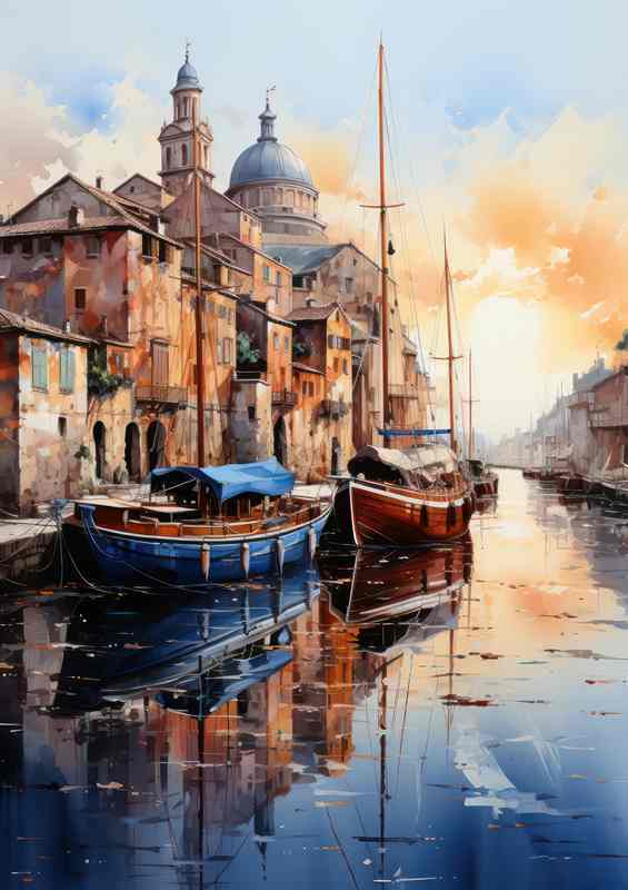 Daytime Serenity Boats Rest On Canals