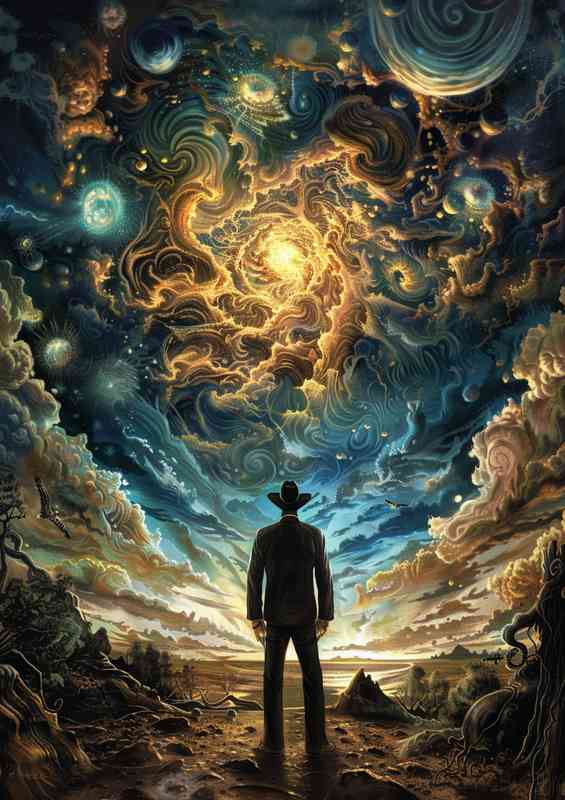 Man looking into nebula deep sky
