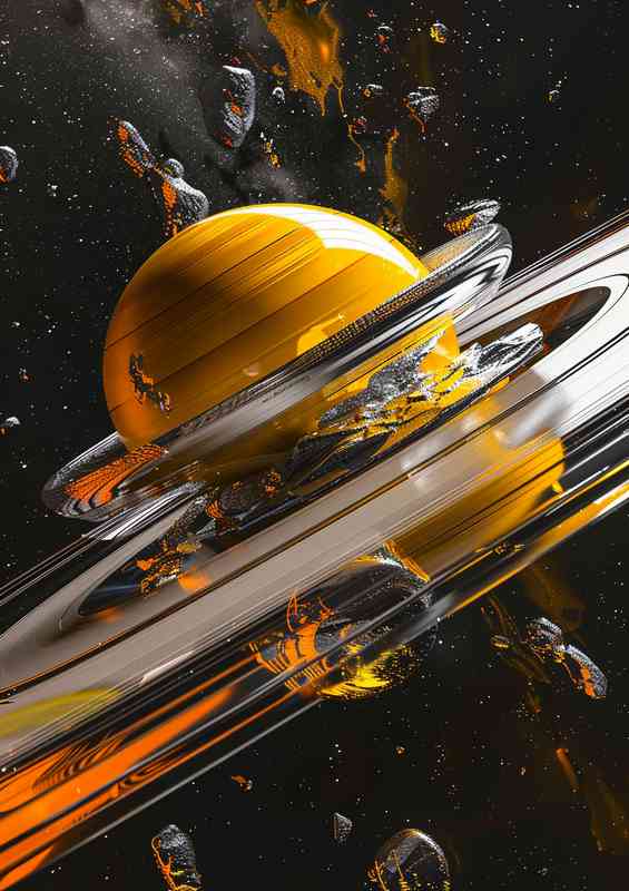 Saturn in space style of realistic sculpture