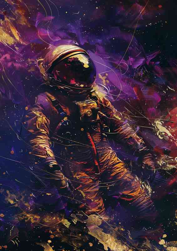 Space man in abstract style