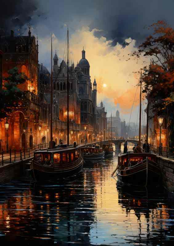 Italian Boats Serenaded by street lights