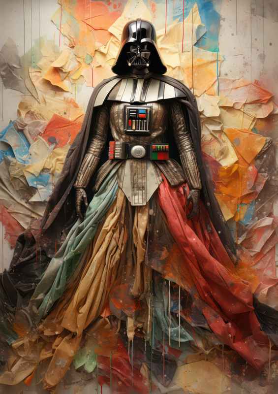 Star wars patchwork collage splashed with colour