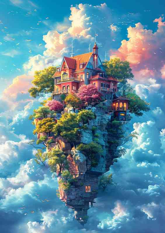Colourful House in the clouds