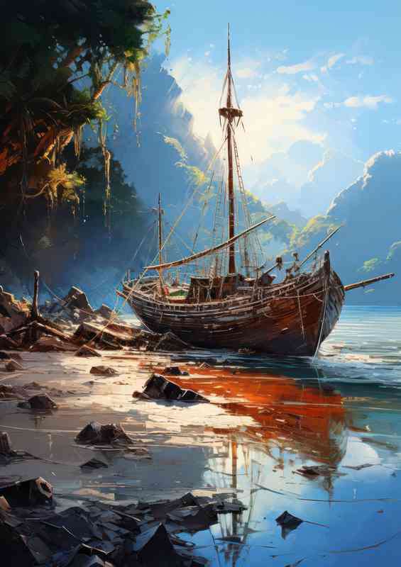 Morning Kiss Boat On Serene Beach