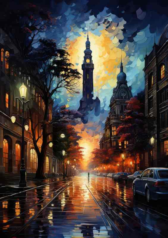 Night Lights Dancing in The Rain