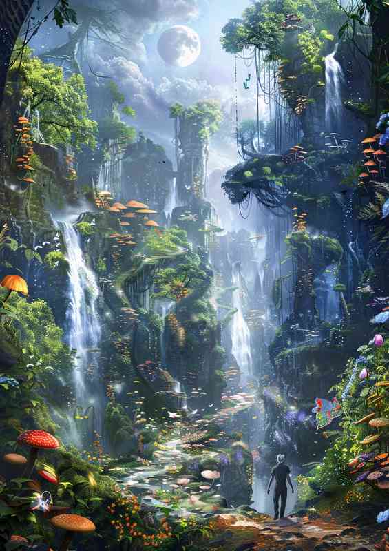 A fantasy enchanted forest with tower