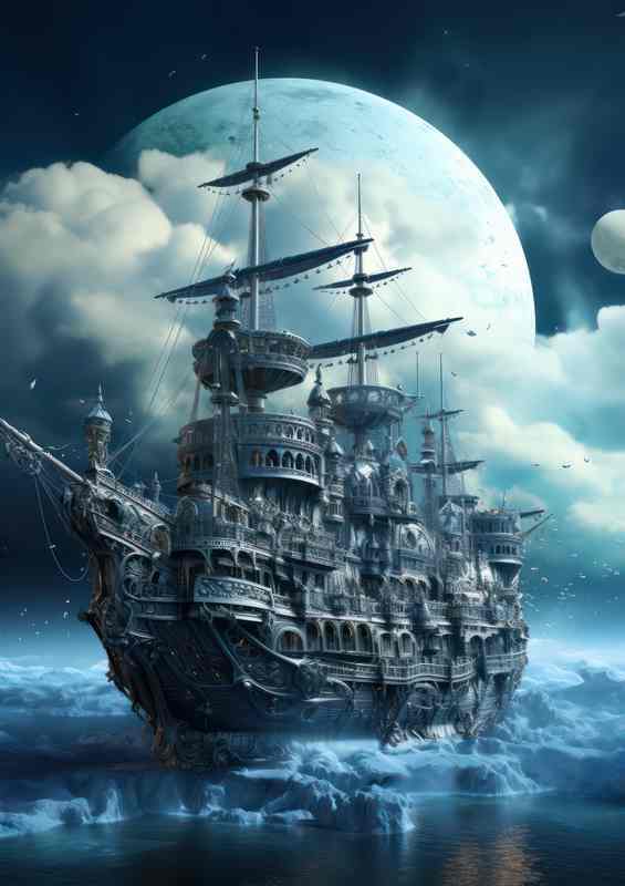 Night Whispers Galleon Adrift Under Stars