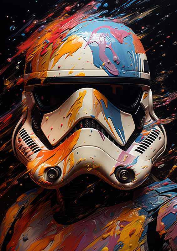 Storm Troopers helmet in a splash art style