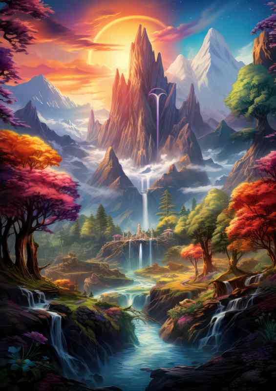 Rainbows Mountain Tale Falls Glisten Below
