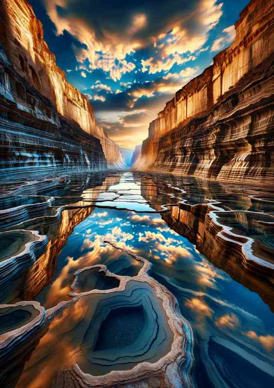 Canyon where the walls entirely of natural mirror formations