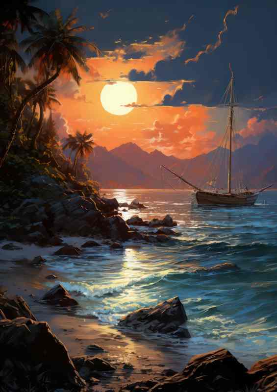 Shoreline Whispers Boats Amidst Beachs Lull