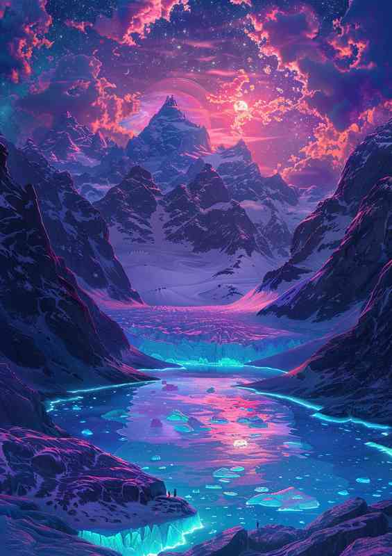 Glacier is glow on the mountains_from the sky
