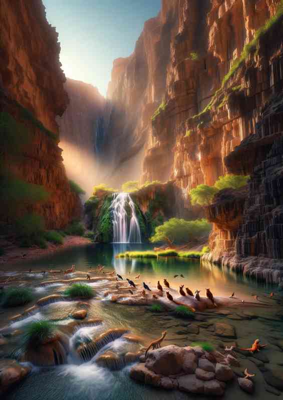 Hidden oasis within a rugged desert canyon