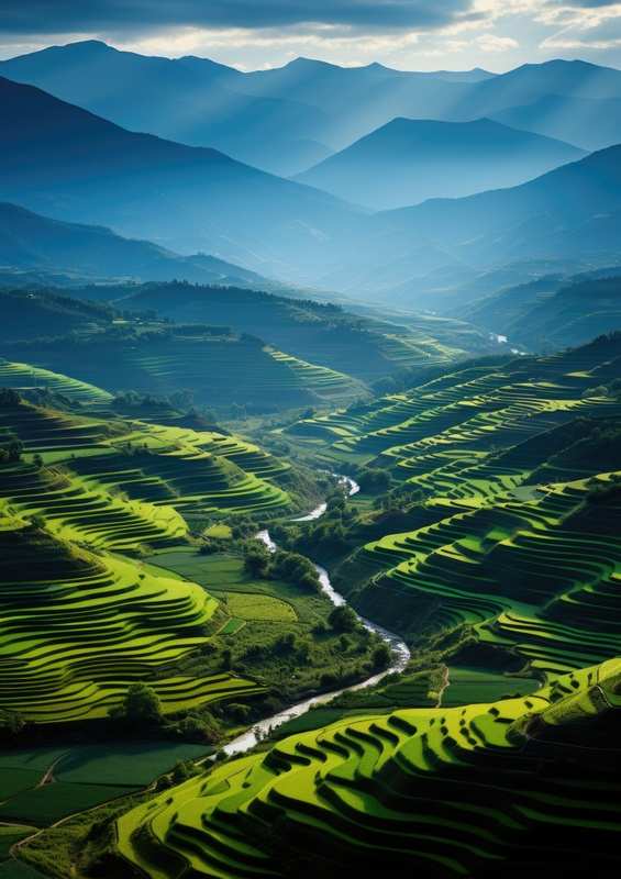 Rice Fields with mountains