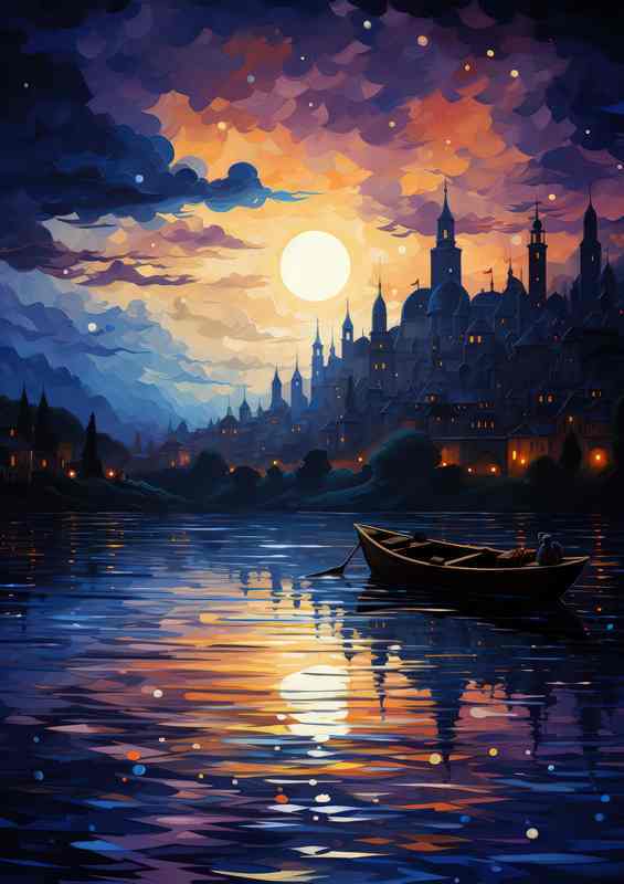 Small Boats Dream Serene Waters Night