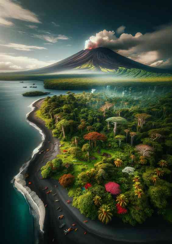 Unique ecosystem of a volcanic island