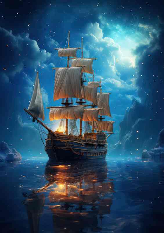 Starry Nights Sail Galleons Dreamy Voyage