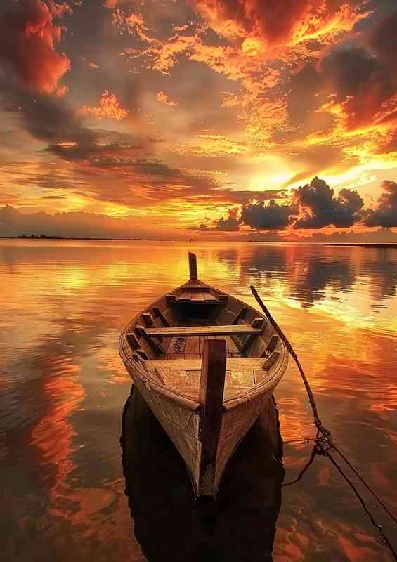 Boat moored on the beech at dusk time