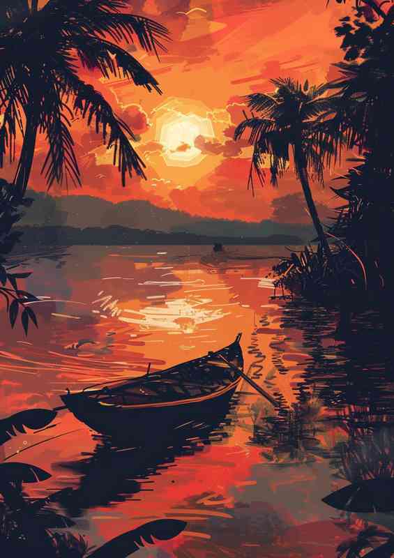 Boat on the water at sunest