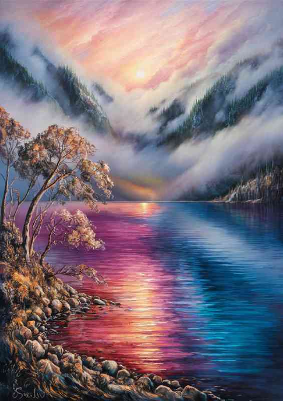 Multi coloured Lake with adorning mist