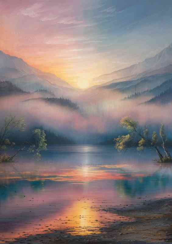 Still waters with fog