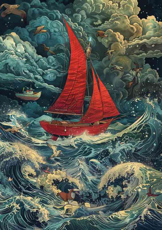 The little read sailing boat