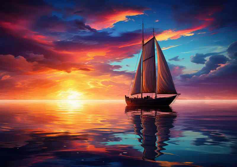 Dreamy Ocean Canvas Sailboats Evening Drift