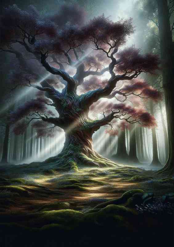 Wise old tree with a thick gnarled trunk