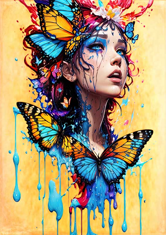Psychedelic Whirlwind splash and butterflies