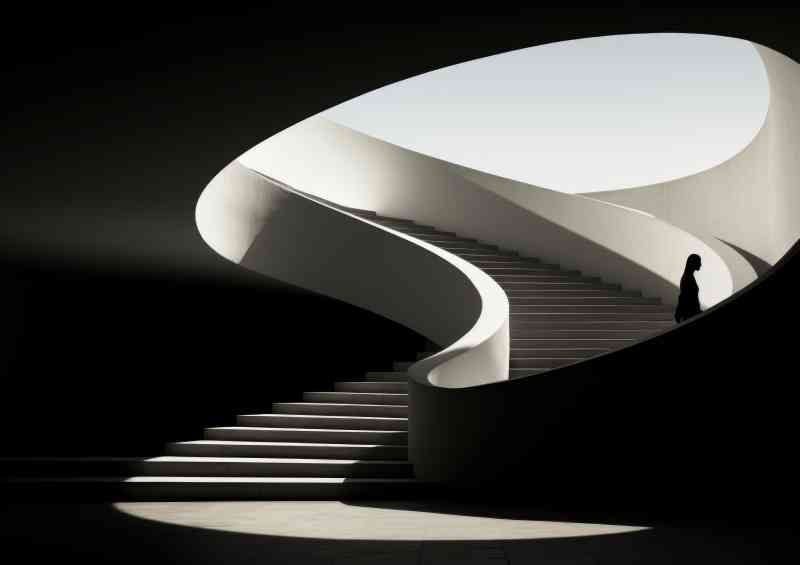 The light spiralled staircase