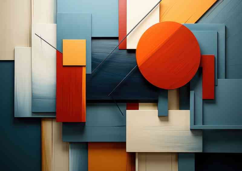 Various shapes and colours lines abstract wall
