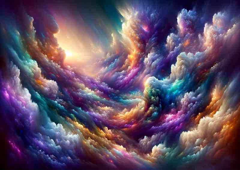 surreal skyscape with clouds that swirl in a dance of vibrant hues