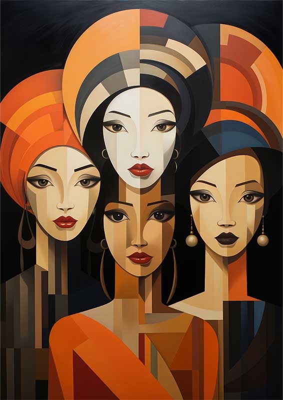 Quirky Color Collage women with different faces