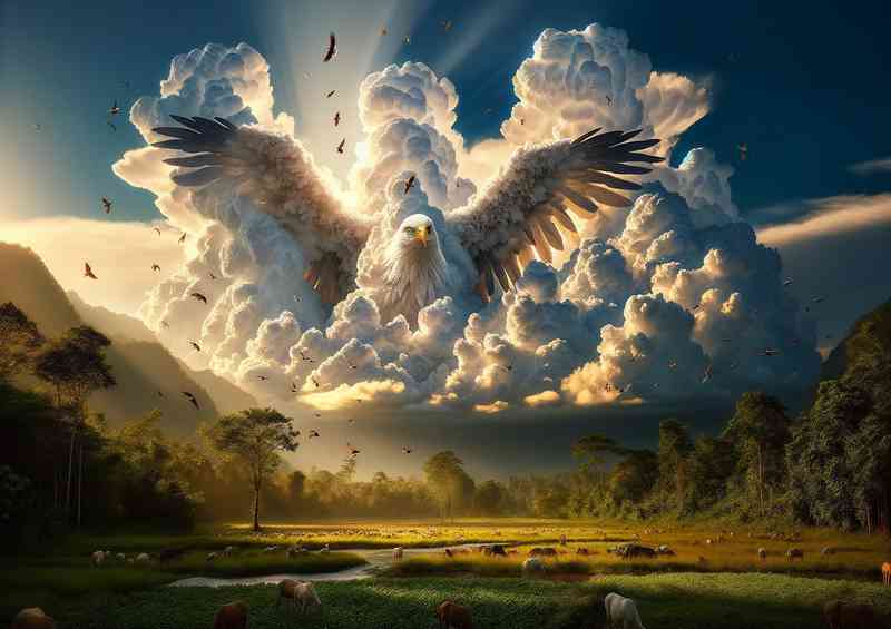 Breathtaking thick white clouds Eagle in the sky