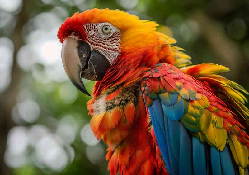 Colorful Parrot looks at the camera