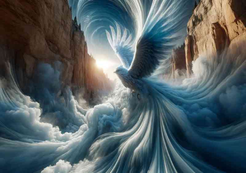 Elemental hawk its feathers a swirl of clouds