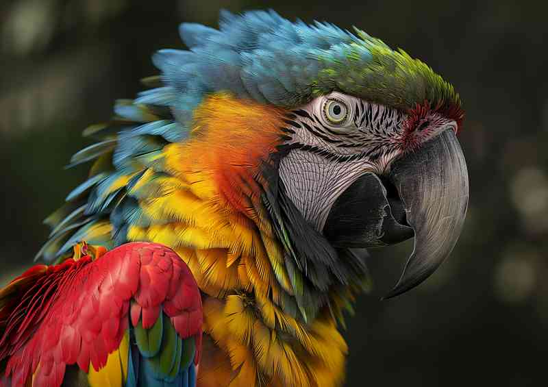 Head shot of a colourful Parrot