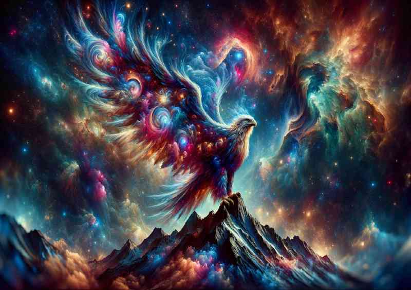 Majestic Eagle its feathers composed of swirling galaxies and stars