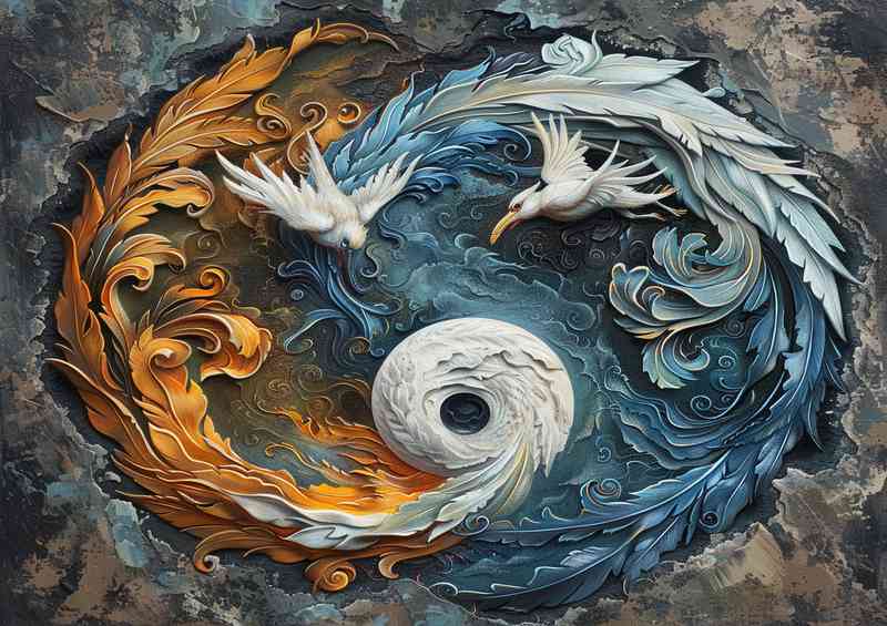 Yin Yang birds Flying