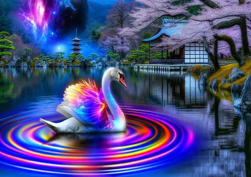 swan its feathers a spectrum of radiant light