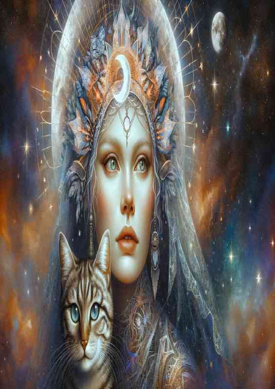 A captivating woman with an ethereal beauty Cat | Metal Poster