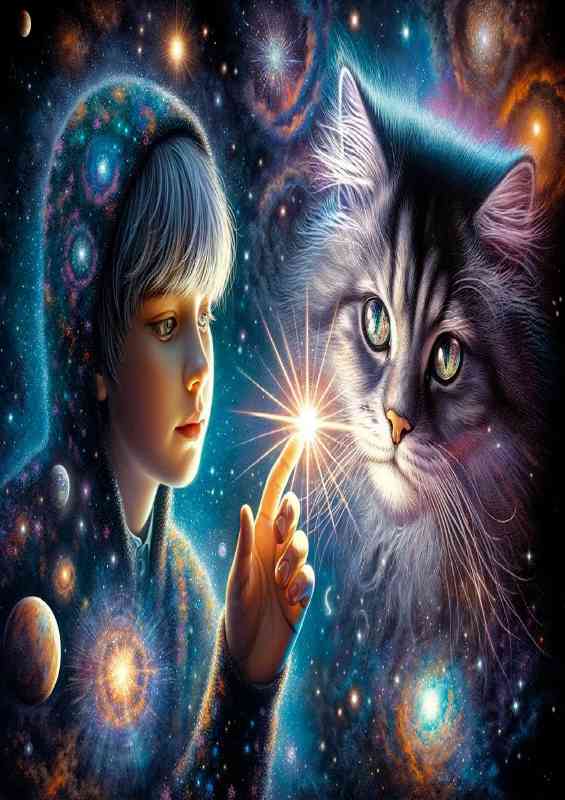 A girl and a cosmic cat