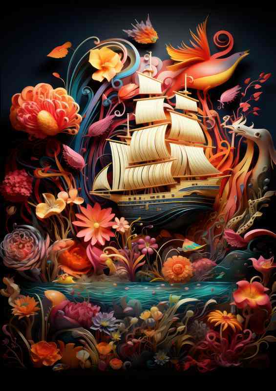 Elegant Waterway A Ship Amist